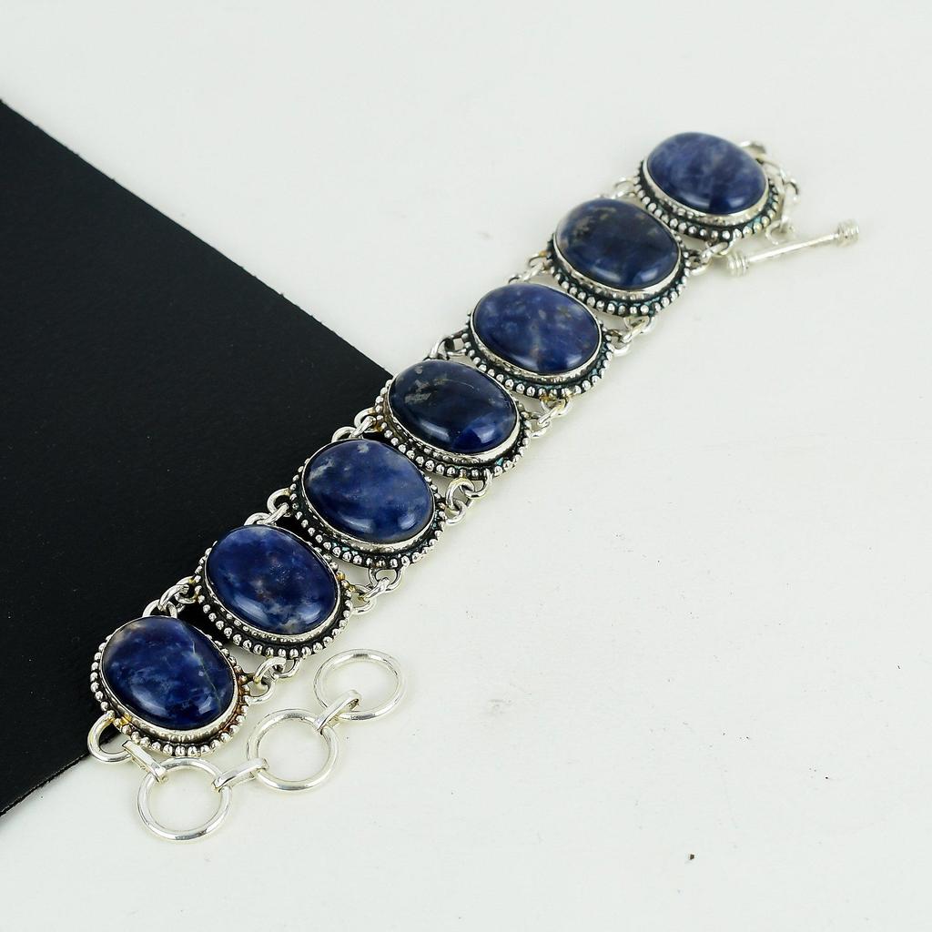 Amzing Sodalite Gemstone Handmade 925 Sterling Silver Bracelet, Sodalite Bracelet For Wife , Unisex Bracelet, Party Wear Gift