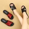 Mom Sandals Women's Leather Summer Wear Soft Bottom Comfortable Flat Bottom Cool Slippers Women's Shoes Non-slip Slippers In the Elderly