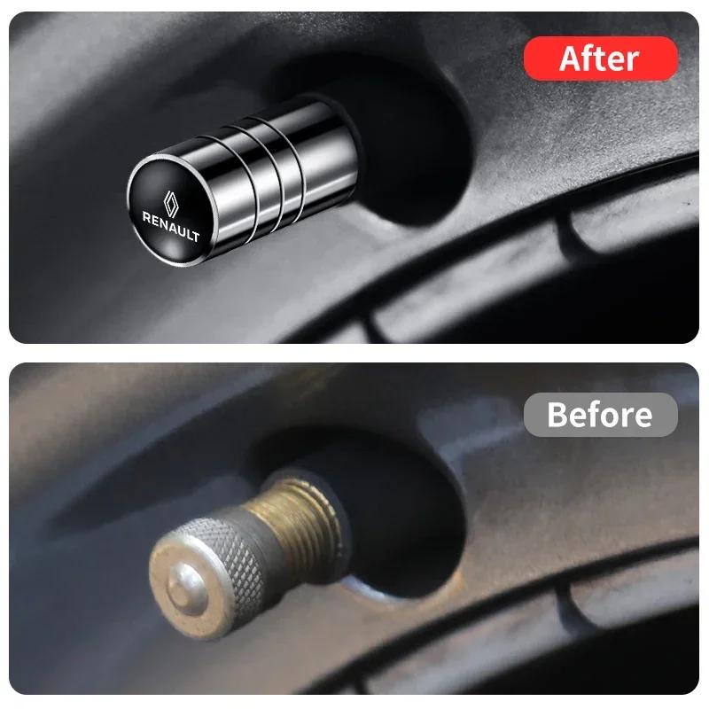 2026 Hot For Renault Interior Stickers 4PCS Car Tire Hub Valve Cover Metal Aluminum Metal Dust Cover Auto Accessories For Renaul
