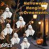 6Pcs creative Halloween Hanging Ornaments White Ghosts DIY Halloween Cloth Ghosts 3 Inch Lightweight Hanging Ghost Pendant