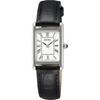 Женские кварцевые часы Seiko квадратного дизайна SWR053 Белый циферблат Черный кожаный ремешок