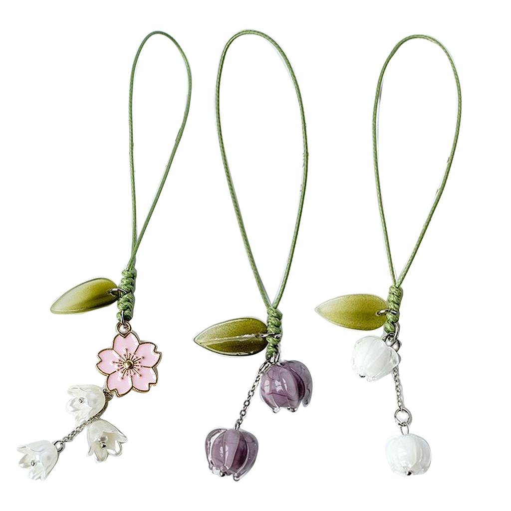 Цветы Ремешок Брелок Подвеска Брелок для ключей от машины Подвесное украшение Тюльпан Подвески для телефона для сумочки Кошелька Сумки Украшения