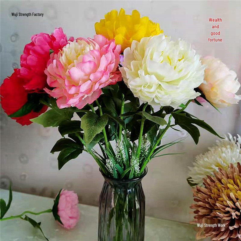 Пион Одиночный Стебель Большой Шелковый Цветок для Гостиной или Свадебного Украшения