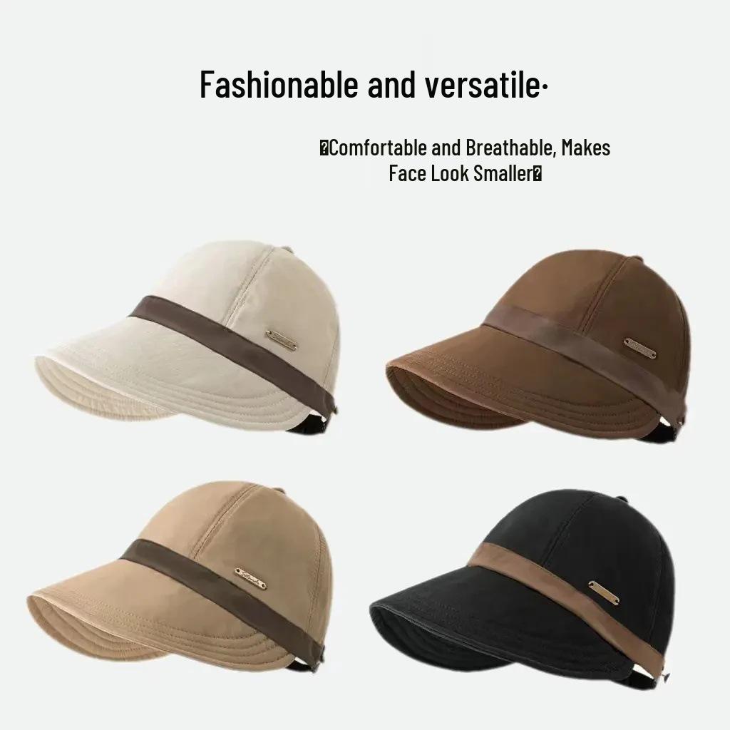Скидка для новых посетителей: Женская универсальная шляпа от солнца в стиле Хепберн - Повседневный бейсбольный и рыбацкий стиль, Большой обхват головы