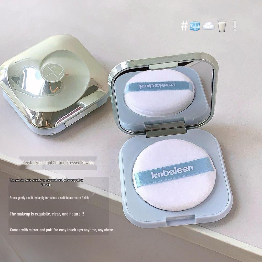 Kobeleen Оживляющая легкая фиксирующая пудра-компакт с пуховкой - Натуральная тонирующая рассыпчатая пудра.