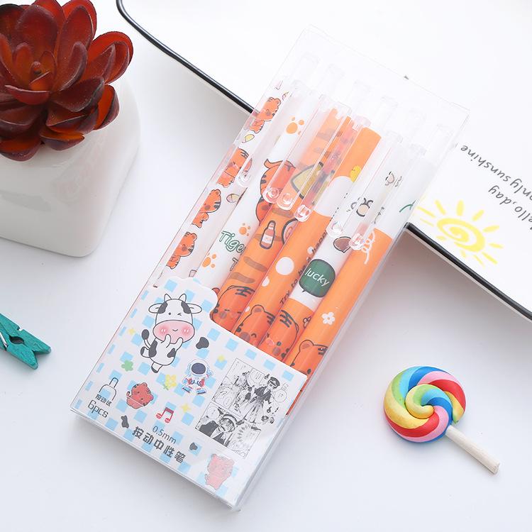 6шт. Ручка для печати, креативная, студенческая, высокая, красивая, нейтральная ручка, симпатичная, офисная, канцелярская, ручка для подписи на водной основе