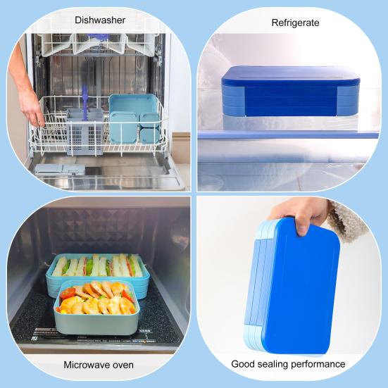 Ланч-бокс Bento для взрослых и детей, герметичный контейнер для ланча без бисфенола А, контейнер для планирования еды с несколькими отделениями