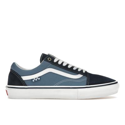 Темно-синие кроссовки унисекс в шахматную клетку Skate Old Skool Сине-белые VN0A5FCBNAV