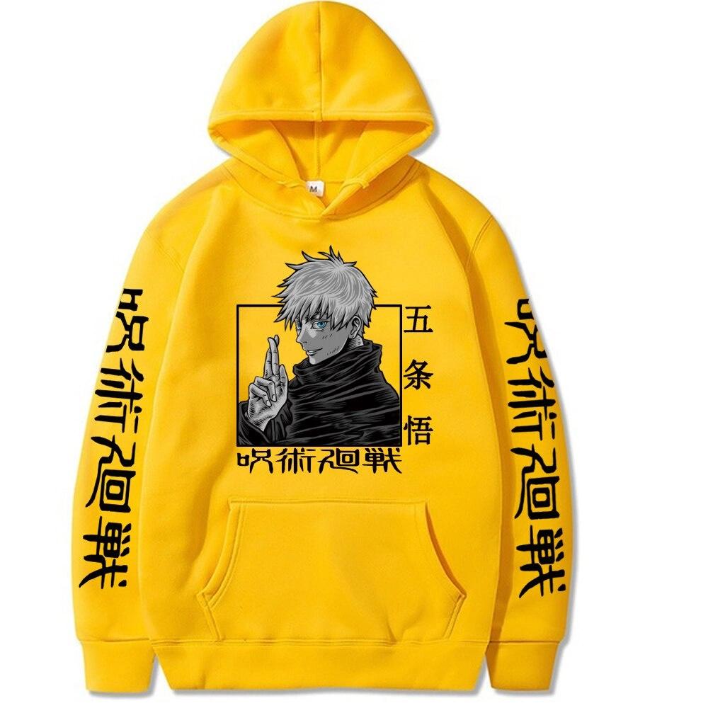 Аниме худи Сатору Годжо Jujutsu Kaisen Повседневный пуловер с принтом Свободный Мужской Осень Зима Харадзюку Толстовки с длинным рукавом