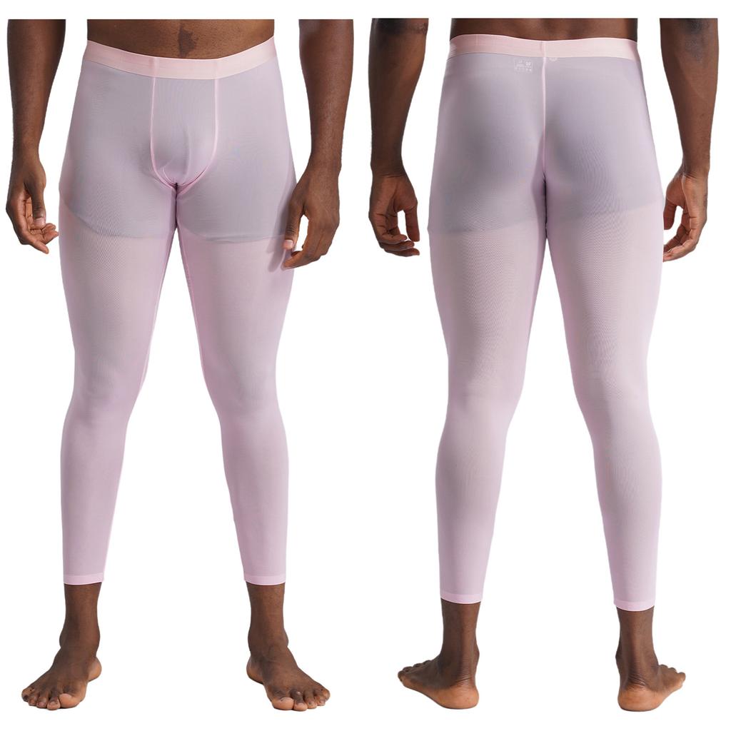 Mens Silky Yoga Leggings Seamless Stretch Fabric Gym Sports Bottoms