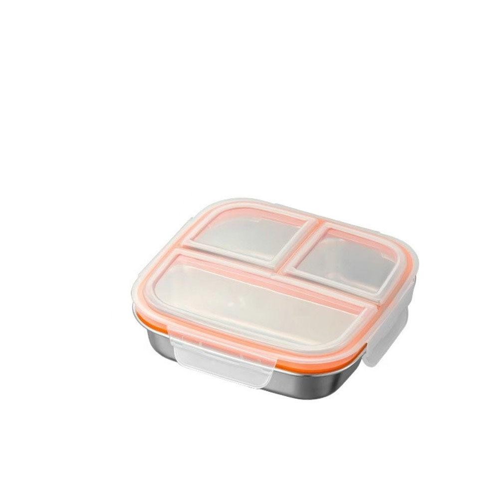 Leak Proof Stainless Steel  Lunch Box 3/ 4 Grids Student Meal Plate Food Container  Microwave Oven