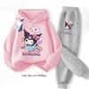 Sanrio Весна Осень kuromi Детские Комплекты Одежды Мультяшный Принт Kuromi Толстовка для Девочек Костюм из 2 предметов Тонкий Детский Спортивный Костюм
