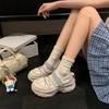 Туфли Мэри Джейн на толстом каблуке, летние новинки, женские, удобные спортивные сандалии, увеличивающие рост, повседневные, универсальные, лоферы-слипоны