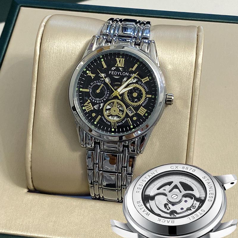 Механические часы с турбийоном, полностью автоматические, немеханические, мужские часы, водонепроницаемые, со светящимся стальным ремешком, мужские часы