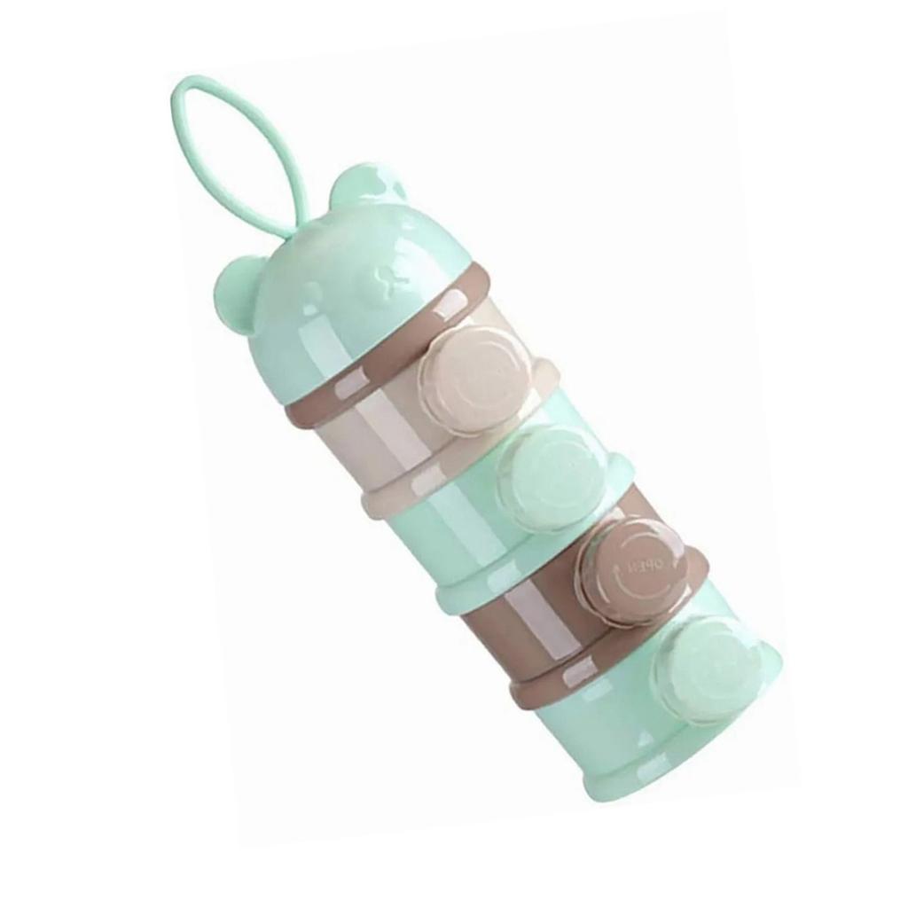 Milk Powder Dispenser 4 Layers Large Capacity Odorless Portable Baby Formula Snack Container with Side Opening Green