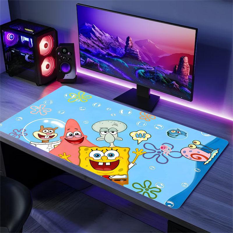 SpongeBob Cartoon Mouse Pad, Large Gaming Desk Mat, Non-slip XXL Mousepad for Laptop & Tablet, Mini PC Playmat with Stitched Edges