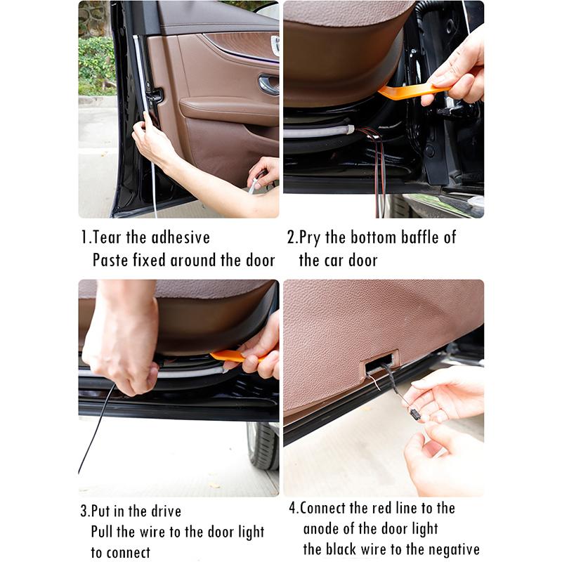Украшение двери автомобиля, приветственные световые полосы, стробоскопические мигающие огни, безопасность, 12 В, 120 см, светодиодное предупреждение об открытии, светодиодная лента для лампы окружающего освещения, авто