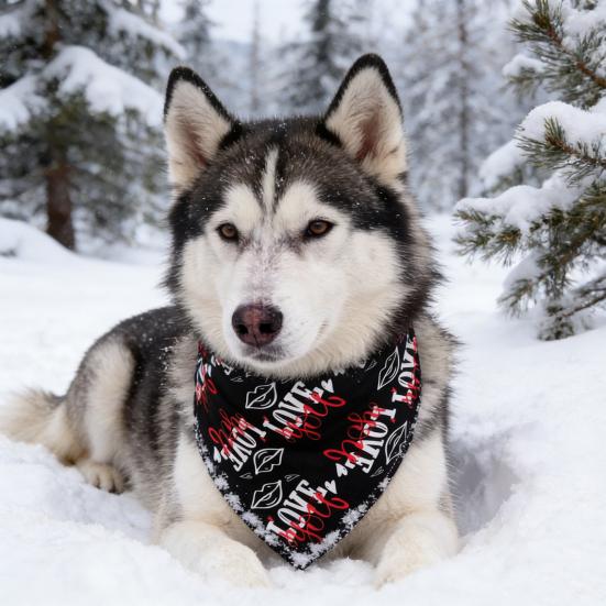 Valentine's Day Dog Bandana Dog Heart Prints Cute Triangular Bib with Love Pet Scarf for Small