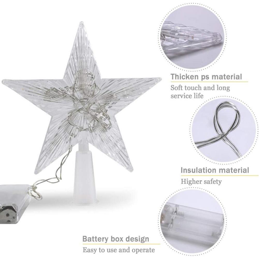 Светодиодный золотой блестящий топ для рождественской елки, железная звезда, рождественские украшения для дома, украшения для рождественской елки, Navidad, Новый год