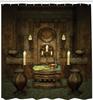 Mystical Alchemy Room Shower Curtain Featuring Candles Books And Potions Medieval Fantasy Art Style Unique Bath Decor Item