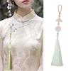 Stylish Waist Ornament Handmade Brooch with Long Fringes and Imitation Pearls Stones Elegant Jewelry for Chinese Attire