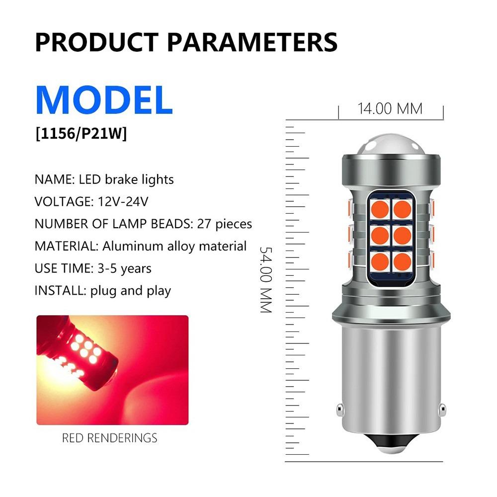 Super Bright 1156 P21W 1157 7440 7443 LED Brake Light Bulbs with Aluminum Body, 27 Pcs 3030 SMD for Car Tail Stop Lights