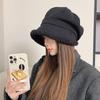 Берет женский осенне-зимний утолщенный теплый плюшевый с бадьяном шляпа художника универсальная для большого обхвата головы показывает лицо маленькая шляпа-ведро