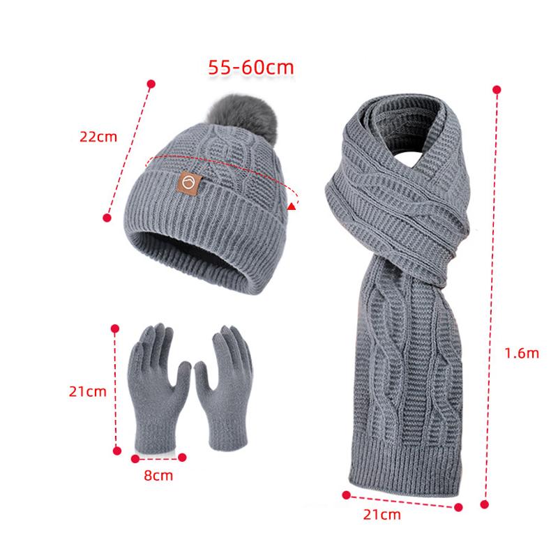 Winter Velvet Warm Hat Scarf Suit Women's Knitted Hat Coldproof Earmuffs Head Wool Hat