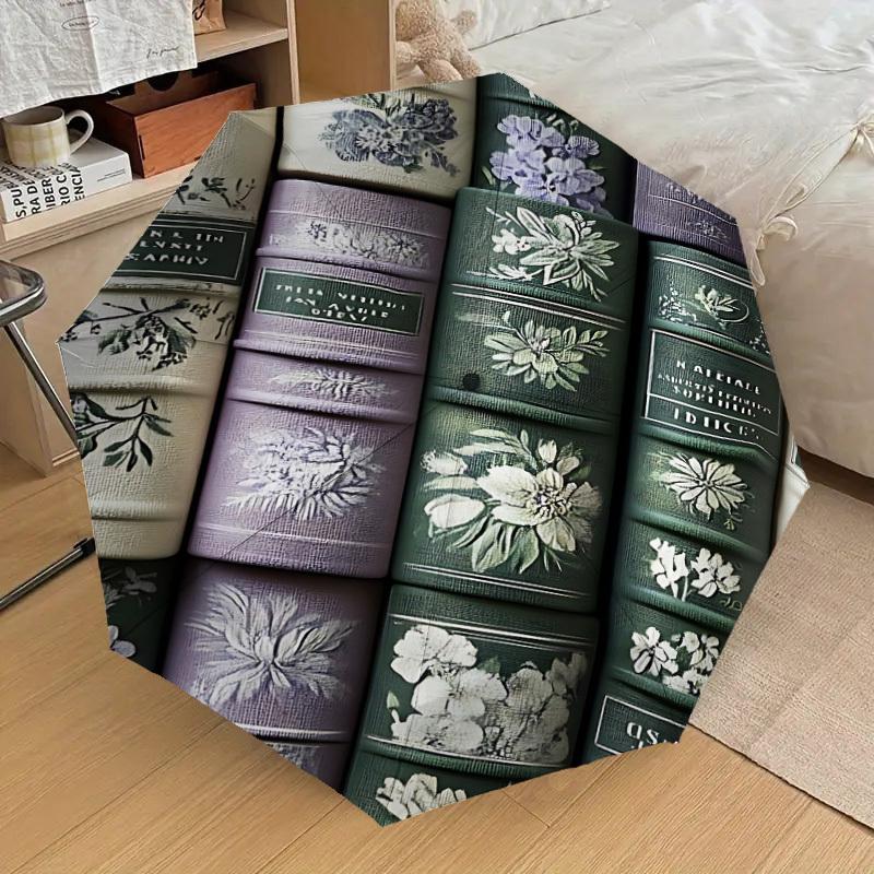 1pc floral patterns books Automatic Open/Close Umbrella with Windproof, 8-Rib Sturdy Canopy, Durable Ribs, Fashionable Design1162A
