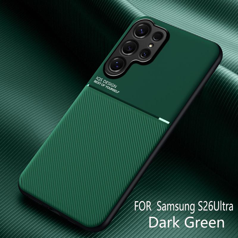 Кожаный Магнитный Держатель для Телефона Чехол для Samsung Galaxy S26 Ultra S 26 Plus S26Ultra 5G Мягкая Рамка ТПУ Силикон Защитный Чехол Funda