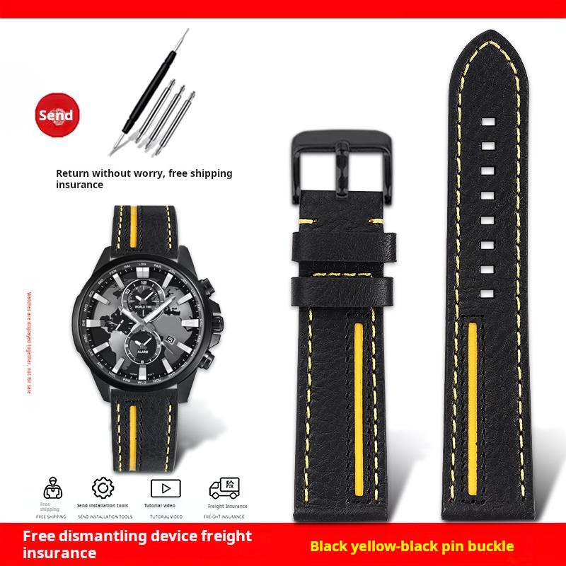 Для Casio EDIFICE ECB-900YDB ECB-1000 EFR303/304/S510 EQB-50 Серия Ремешок для часов Натуральная кожа Коровья кожа Ремешок для часов 22 ММ Браслет