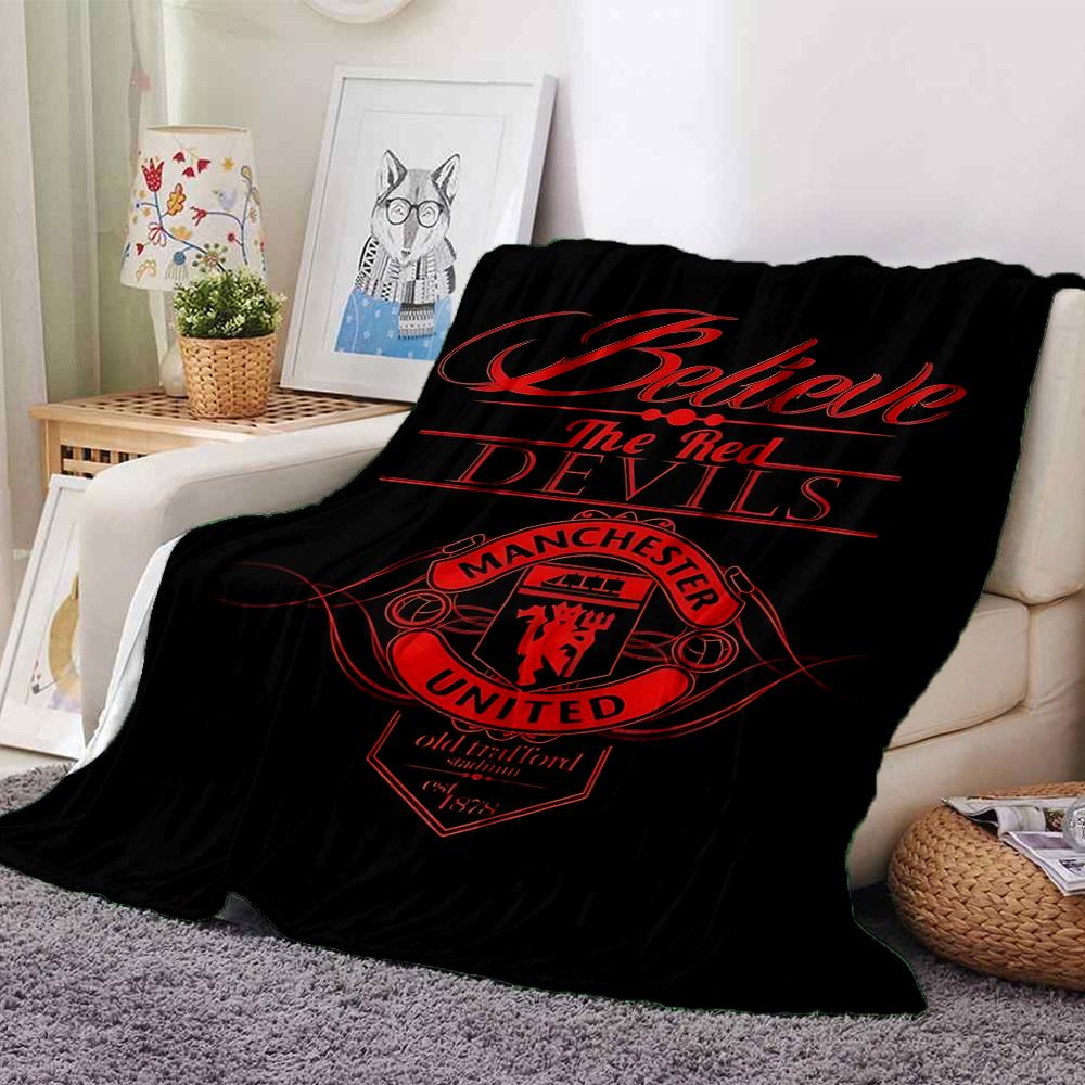 Manchester Crest Blankets Flannel Printed Breathable Warm Throw Blanket for Home Office Bedspreads 0708a10