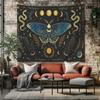Vintage Mystical Moth Moon Tapestry Wall Hanging Bohemian Aesthetic Wall Decor Boho Home Decoration For Bedroom Living Room