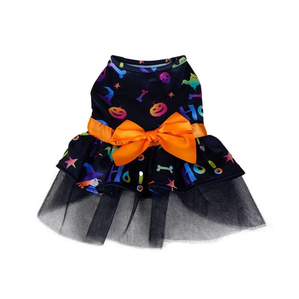 Декоративная одежда для собак на Хэллоуин из полиэстера, мягкое дышащее платье для собак в виде тыквы, платье для собак в виде летучей мыши с рисунком в виде черепа/тыквы, праздничная вечеринка
