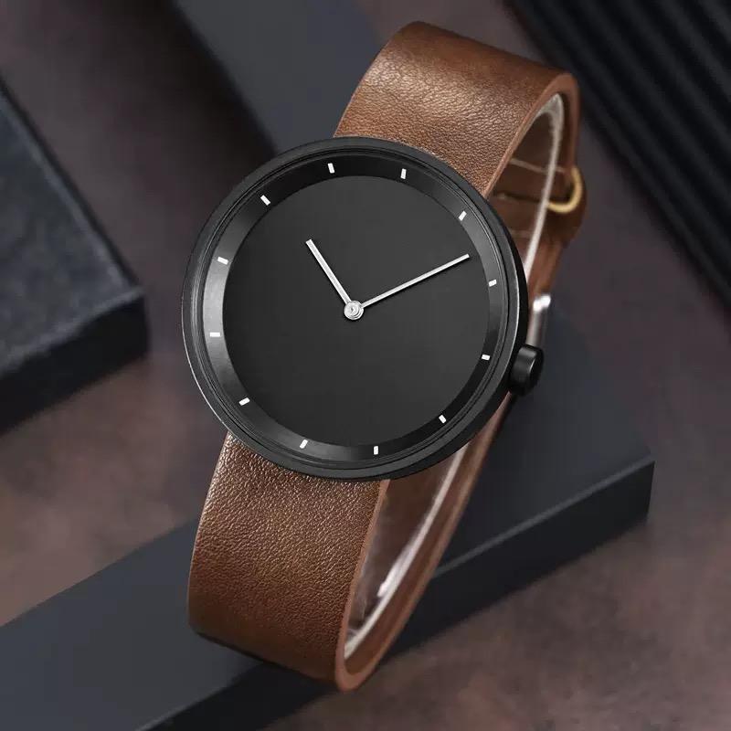 Watches Mens Minimalist Style Simple Fashion Quartz Wristwatches PU Strap Waterproof Student Clock Relogios Masculino