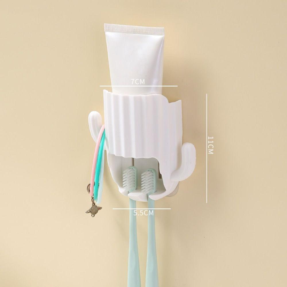 Полка Настенный Стеллаж для хранения аксессуаров для ванной комнаты Органайзер для бритвы Крючок-кактус Держатель для зубных щеток