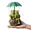 Лягушка-пара, солнечный свет, прочная конструкция из смолы, водонепроницаемая, устойчивая к ультрафиолетовому излучению, скульптура лягушки, держащей зонтик, со светодиодной подсветкой