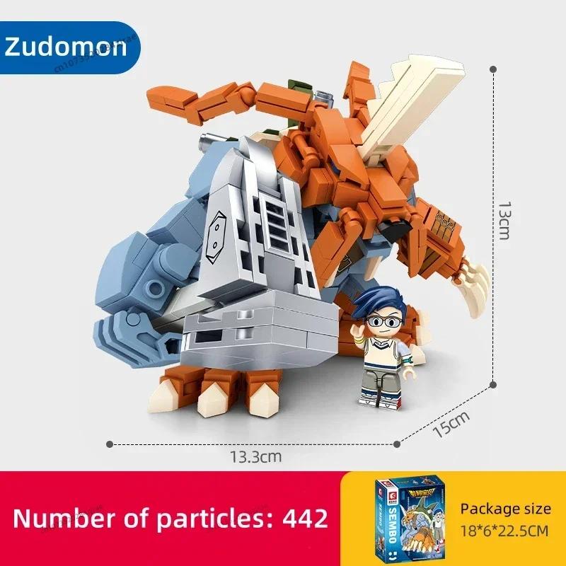 NEW BLOCK Digimon Assembling Building Blocks Battle Greymon Agumon Toy Anime Ornaments Model Children's Holiday Gift