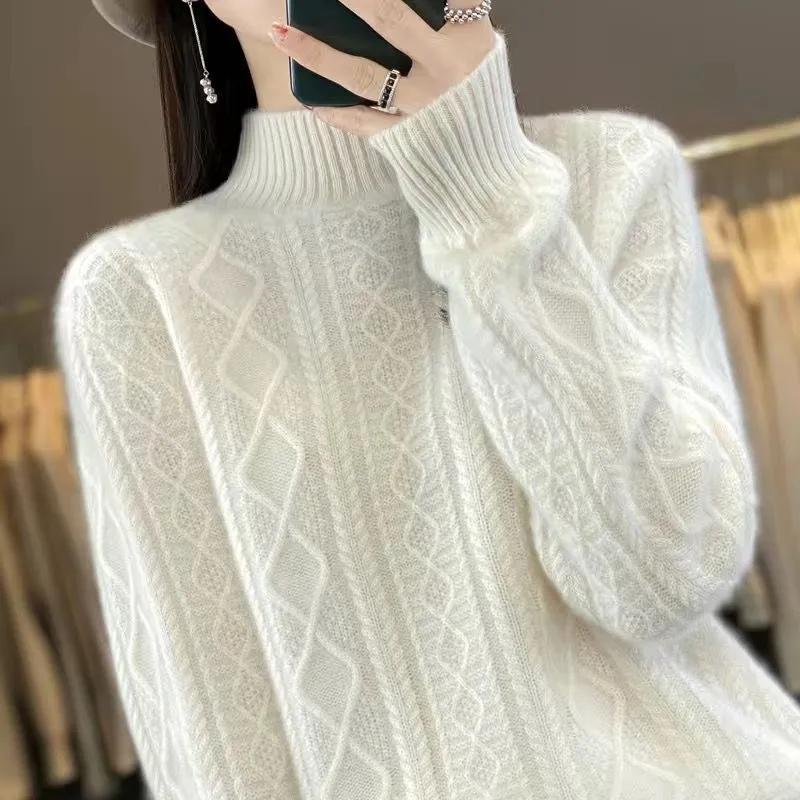 Women Jumper Autumn Winter Sweater Thick Merino Wool Turtleneck Casual Cashmere Knitwaer Pullover Korean Fashion Tops
