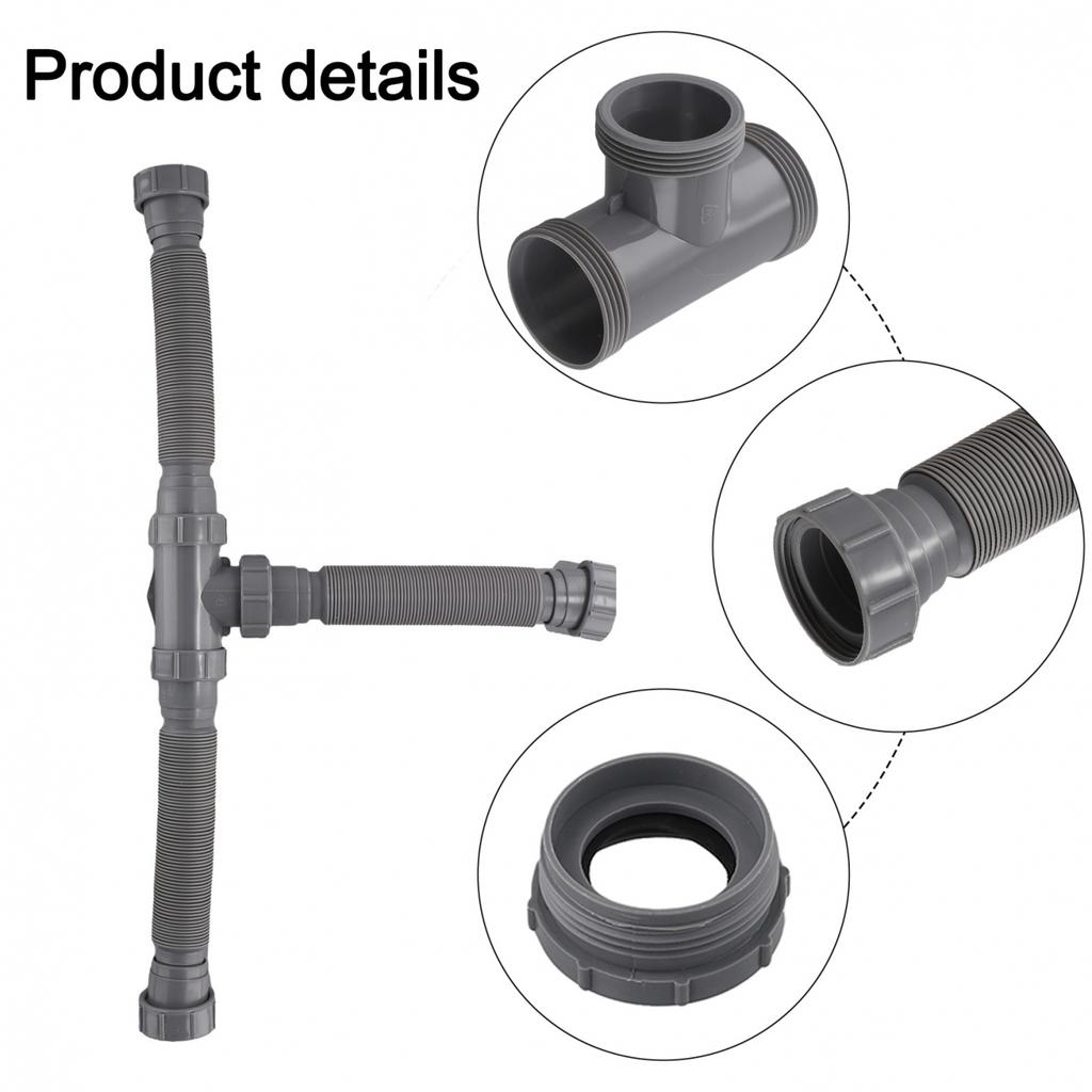 Flexible Double Sink Drain Kit 112 and 114 Inch P Trap Pipes for Sink Drainage