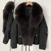 Fur Parka Jacket Fashion Short White Down Coat Winter Clothes Women Real Fur Puffer Jacket