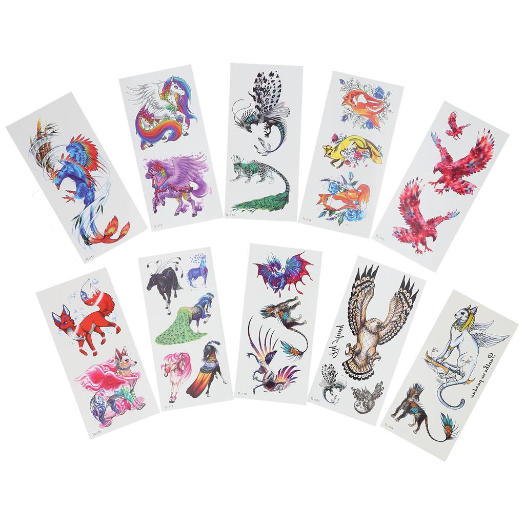 Набор из 10 шт. временных тату-наклеек с животными для макияжа тела, водостойкие наклейки для женщин
