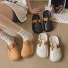 2024 Women's British-Style Summer Slip-On Half-Slippers with Thick Soles, Solid Color Beach Shoes