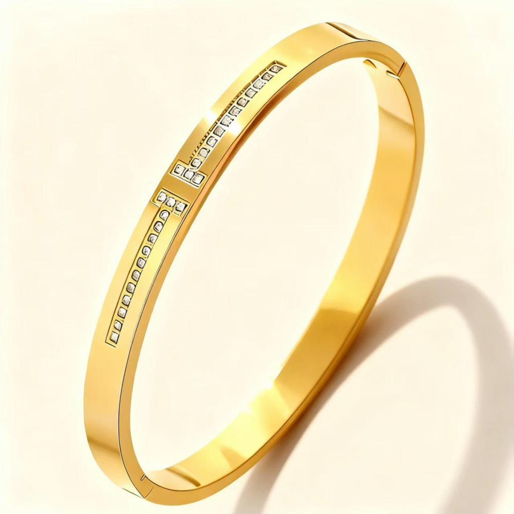 Elegant Roman Numeral Intertwined Titanium Steel Bracelet for Women - Diamond Inlaid, Double Layer, Colorfast Jewelry