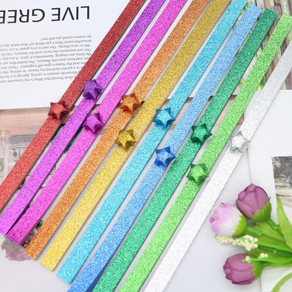 Shiny Lucky Star Paper Folding Strips DIY Origami Arts Crafting for 100pcs/set Party Decoration