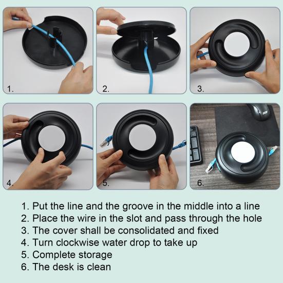 Многоразовый пыленепроницаемый многоцелевой вращающийся органайзер для кабелей широкого применения, предотвращающий спутывание, из АБС-пластика, многофункциональная катушка для шнура питания