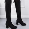 Модные осенние женские сапоги выше колена на толстом каблуке, новые высокие сапоги до бедра для женщин, туфли на каблуке, вечерние женские сапоги