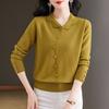 Knitted Solid Color Age-reducing Sweater Lapel New Style Loose Base Top