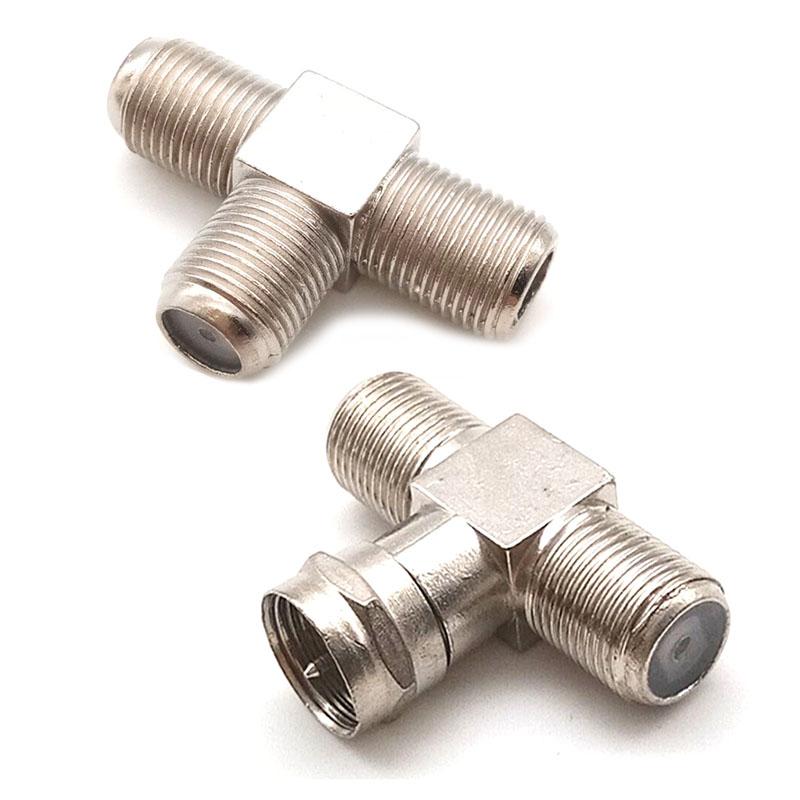 F Male Female Socket To 2 F Female Adapter Connector 3Way T Type Splitter Sma Male To Two Sma Female T Plug Coaxial Cable
