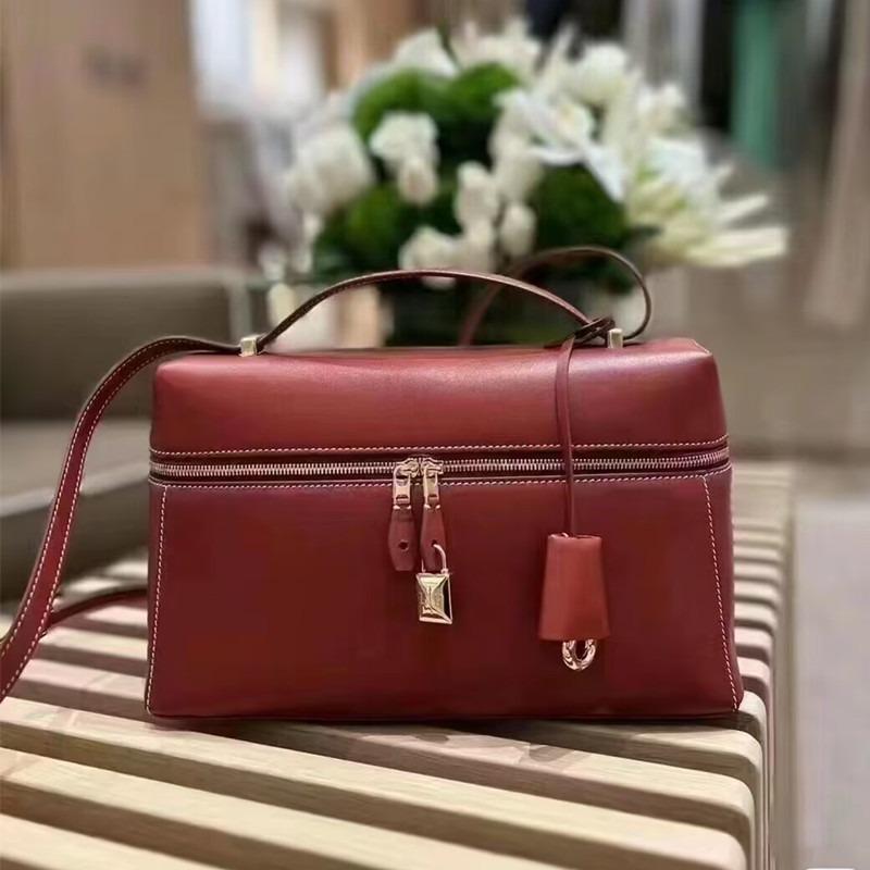 Retro Cowhide Box Bag, Autumn and Winter New Lunch Box Bag, Casual Large-capacity Portable One-shoulder Oblique Span Bride Bag
